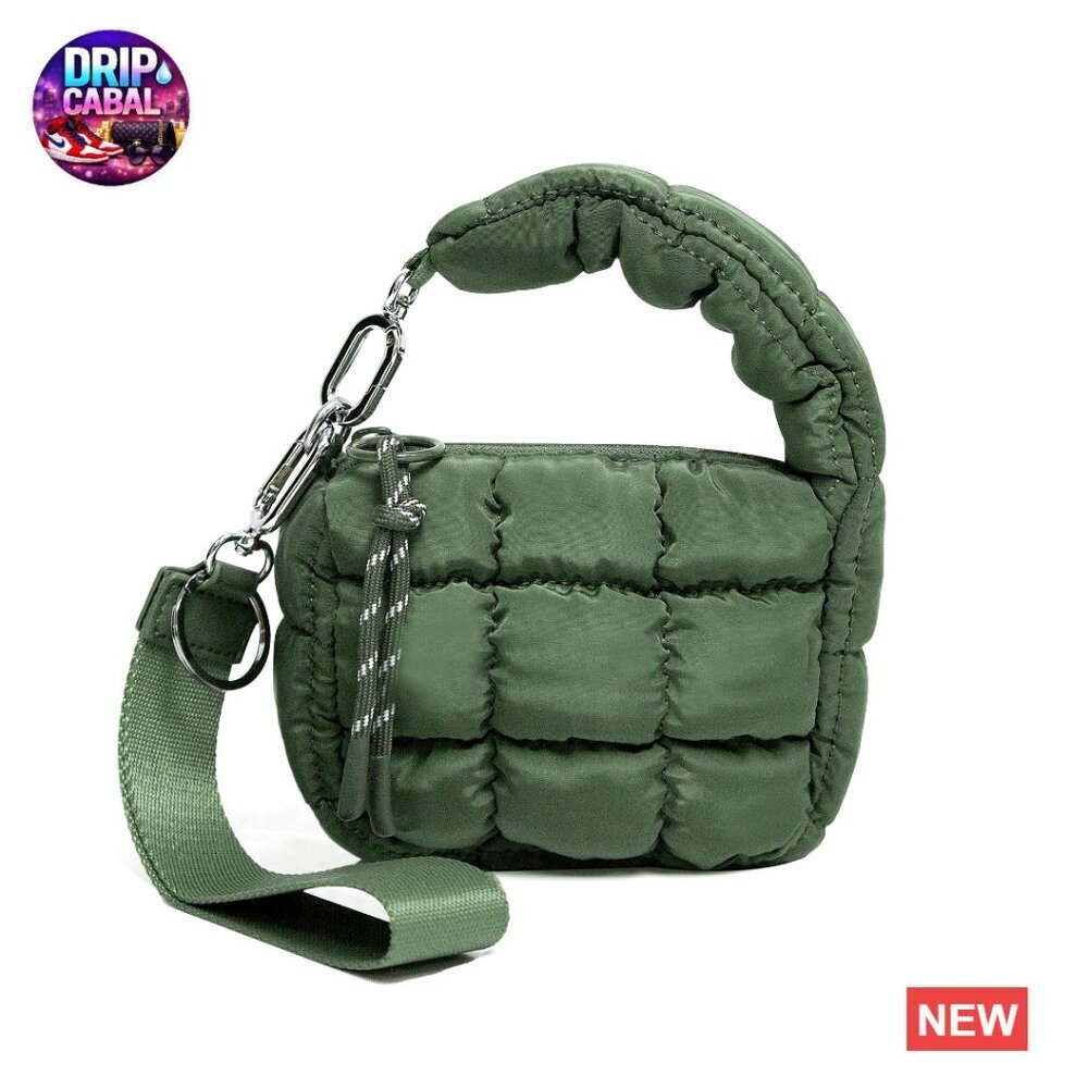Mini Quilted Wristlet Bag Puffer Handbag Evening Clutch Lipstick Charm